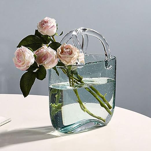 glass hand bag vase