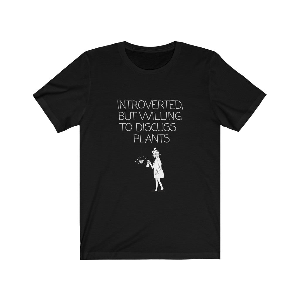 Female "Introverted, But Willing to Discuss Plants" Short Sleeve Tee Black