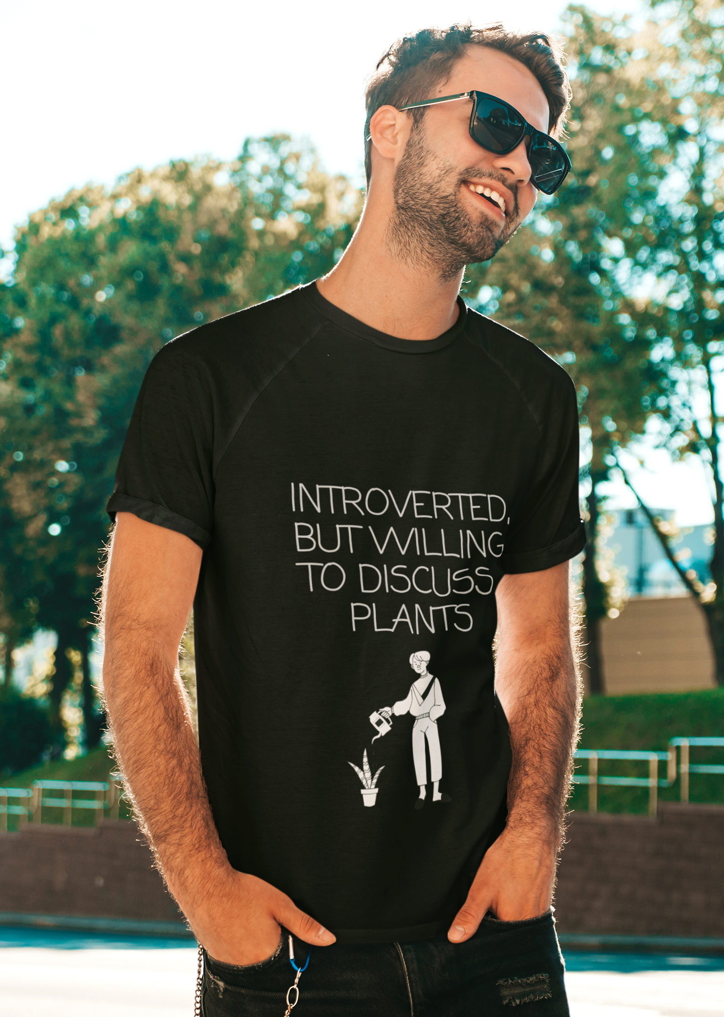 Male "Introverted, But Willing to Discuss Plants" Short Sleeve Tee